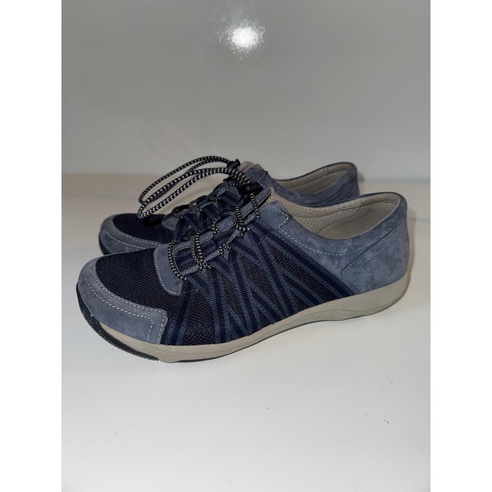 Dansko Womens Blue Suede Mesh Bungee Lace Walking Shoes Size 39